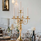 2PCS Gold 5-Arm Candelabra Centerpiece - 20.3" Tall Metal Candle Holder for Wedding, Party & Home Decor - Vintage Table Centerpiece for Events, Dining Room, Church Decorations