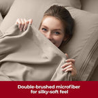 Mellanni Extra Deep King Sheets - 4 PC Iconic Collection Bedding - Hotel Luxury, Ultra Soft, Cooling Bed Sheets - Wrinkle, Fade, Stain Resistant (King, Tan)