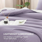 Litanika Grayish Purple Comforter Set California King Size, 3 Pieces Cal King Lightweight Solid Bedding Comforter Set, All Season Fluffy Bed Set (104x96In Comforter & 2 Pillowcases)