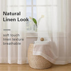 Aiyufeng Sheer Linen Curtains 84 Inches Long 2 Panels Set, Semi Transparent Voile Rod Pocket Linen Sheer Window Drapes for Bedroom Bed Canopy Dining Wedding Party Backdrop, 40W x 84L inch