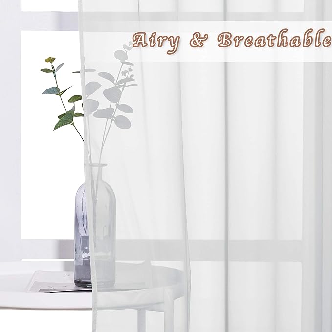 NICETOWN Thin Sheer Curtain Panels - Lightweight Voile Curtains Window Treatment (Light Gray, 2-Pack, 54" Wide x 45" Long)