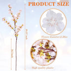 Giegxin Set of 8 Silk Cherry Blossom Branches Cherry Blossom Tree Stems Long Stem Artificial Flowers for Tall Vase Flowers for Home Wedding Vase Floral Arrangements, 39.37 Inch(White)