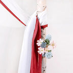 MIULEE Christmas Sheer Window Scarf Valance Extra Long Topper Elegant Swag Curtains Luxury Draping Fabric for Wedding Arch Party Ceremony Canopy Bed Living Room, 54'' x 216'', 1 Panel Red