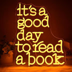 Wanxing LED Neon Sign for Wall Decor, It's a Good Day to Read a Book, USB Powered Dimmable, 5V/2A, 16.5"x12.6" for Home, Office, Bedroom, Book Lover