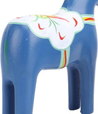 EVGATSAUTO Hand Painted Swedish Wooden Horse Figurine Pair Home Wedding Decor Nordic Design Blue