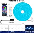 LED Neon Rope Lights, 19.68ft RGB LED Light Strip, 24V Music Sync App/Remote Control DIY Rope Light, IP67 Waterproof Gaming Neon Strip Lights for Bedroom Indoor Oudoor Décor