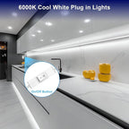 maylit Under Cabinet Strip Lighting Plug in 72in, Ultra Bright Small LED Light Bar, 6000K Cool White, 110V-120V Wired Lights for Kitchen Cabinet, Counter, Workbench, Desk, Closet, Shelf, Indoor