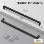goldenwarm 100 Pack 12-3/5 Inch Black Cabinet Handles Matte Black Drawer Pulls Stainless Steel Cabinets Hardware Square Bar Modern for Kitchen Bathroom Cupboard