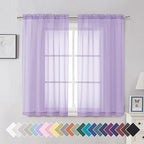 Aiyufeng Light Purple Sheer Curtain Panels Pair Sold 54 Inch Length, Light Filtering Window Curtain Drapes Treatment for Kitchen, Bedroom/Children Room, Voile Top Dual Rod Pocket, 2 Pack of 42 x 54"