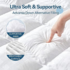 ABENE Mattress Topper for Back Pain Relief, Extra Thick Mattress Pad Pillowtop, Soft Cotton Cover with 8"-21" Deep Pocket, 1300gsm Overfilled Down Alternative Filling (Cotton White, Full)