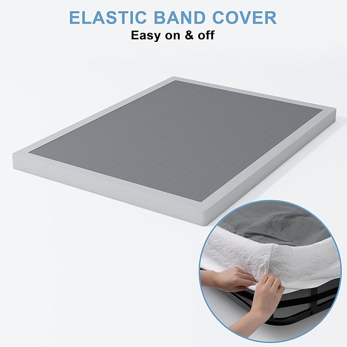 3 Inch Queen Size Box Spring, Low Profile Box Spring for Queen Bed,Heavy Duty Mattress Foundation, Metal Bed Base,Easy Assembly/Noise Free