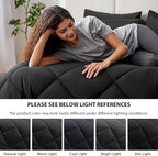 Love's cabin Full Comforter Set Black, 7 Pieces Full Bed in a Bag, All Season Full Bedding Sets with 1 Comforter, 1 Flat Sheet, 1 Fitted Sheet, 2 Pillowcase and 2 Pillow Sham