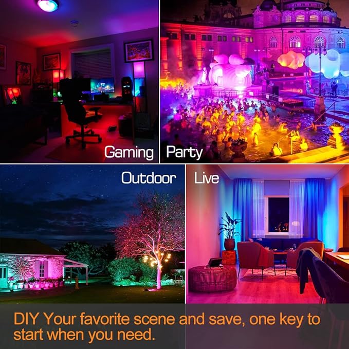 MELPO LED Flood Light Outdoor 800W Equivalent 8000LM Smart RGB Landscape Lighting with APP Control, DIY Scenes - Timing - Warm White 2700K - Color Changing Uplight, IP66 Waterproof US Plug (4Pack)