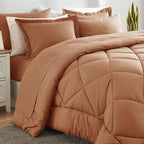 CozyLux King Size Comforter Sets Pumpkin - 7 Pieces Bed in a Bag King, Luxury Soft Bed Set for All Seasons, Bedding Set with Down Alternative Comforter, Sheets, Pillowcases & Shams