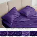 Love's cabin Satin Queen Sheets Set - 4 Piece Purple Silky Bed Sheets Set with Deep Pocket, Luxury Silk Feel Satin Queen Size Sheet Set (1 Flat Sheet,1 Fitted Sheet,2 Pillow Cases)