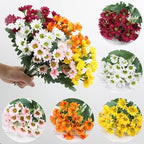 Artificial Mums for Outdoors, Faux Sunset Mum Flowers Planters for Indoor Outside Decor, Fake Look Real, Vibrant, UV Resistant, Waterproof, Windproof (Pink, 5 Bundle)