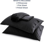 Bedsure Full Size Bed Sheets, Cooling Sheets, Rayon Derived from Bamboo, Breathable & Soft, Deep Pocket Up to 16 Inches, Hotel Luxury Silky Bedding for Hot Sleepers, Black