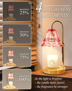 Pink Candle Warmer Lamp with Timer Dimmable, Christmas Birthday Gifts for Women Mom, Flower Candle Lamp with 2 Bulbs for Jar Candles & Scented Wax, Lamp Candle Warmer, House Warming Gift for Bedroom