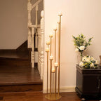 4pcs 9 Arm Candelabra, Floor Candle Holders Tall Set for Wedding Aisle Decoration,Gold Candelabras for Fireplace,Candle Stand Fit for Flameless or Wax