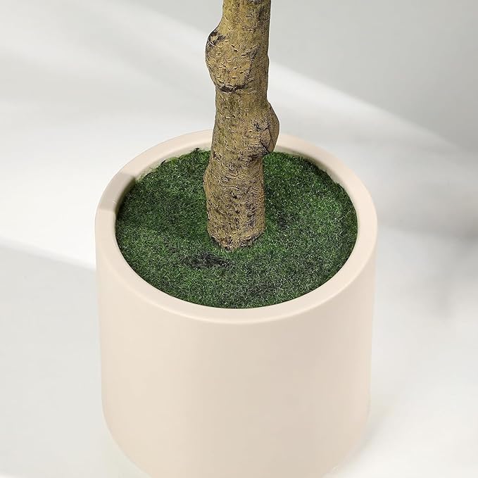 Alupssuc 6FT Artificial Olive Trees, Faux Silk Plant with Lively Artificial Trunk and Lifelike Fruits, Indoor Fake Potted Tree with White Planter for Modern Home Office Living Room Decor