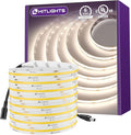 HitLights COB LED Strip Lights Neutral White 4000K,16.4ft Premium High Density 24V Tape Light, 2560LEDs, 350+ LM/FT, CRI 90+, IP30, Lighting for Kitchen, Cabinets, UL Listed(Power Source Not Included)