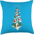 Vintage Scandinavian Christmas Collection Swedish Christmas Scene with Red Houses and Church in Snow Throw Pillow, 18x18, Multicolor