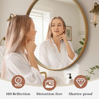 WallBeyond Round Wood Mirror, 32" Round Modern Decoration Large Circle Wall Mirror for Bathroom Living Room Bedroom Entryway, Natural
