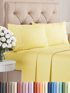 King Size 4 Piece Sheet Set - Comfy Breathable & Cooling Bed Sheets Set - Hotel Luxury Bedding for Women, Men, Kids, Teens, Boys & Girls - Deep Pockets, Ultra-Soft, Wrinkle Free - Oeko-Tex - Yellow