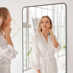 36" x 48"Bathroom Mirror, Matte Black Wall Mirror with Metal Frame, Decorative Rectangular Vanity Mirror for Bedroom Bathroom Living Room Entryway (Horizontal/Vertical)