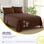 King Size Sheets - Breathable Luxury Bed Sheets with Full Elastic & Secure Corner Straps Built In - 1800 Supreme Collection Extra Soft Deep Pocket Bedding Set, Sheet Set, King, Brown