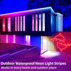50ft RGB LED neon Rope Lights LED neon Lights with Remote Control/APP Control IP65 Waterproof Flexible Neon LED Strip Lights for Bedroom Room Outdoors Décor