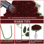 30pcs Fake Roses Artificial Silk Flowers Long Stems Bouquet for Wedding Bridal Shower Party Home Decoration(Wine Red)