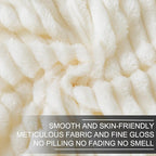 Richave Cuddly Blanket,Premium Lightweight Anti-Static Fluffy Fleece Travel Throw, Blanket with Striped Pattern, 50x60 Inches, Cream