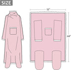 Catalonia Sherpa Wearable Blanket with Sleeves & Foot Pockets for Adult Women Men, Comfy Snuggly Wrap Sleeved Throw Blanket Robe, Gift Idea, Pink