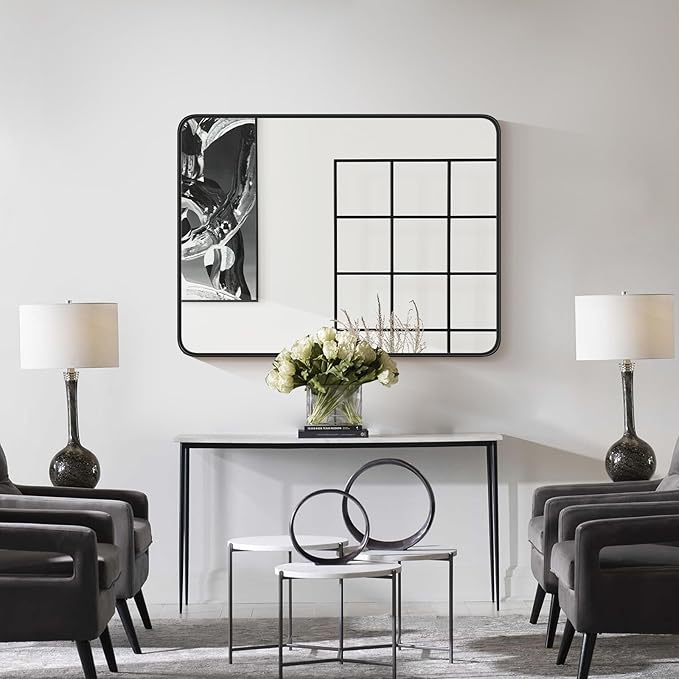 Sweetcrispy 30x40 Inch Black Bathroom Mirrors for Wall, Bathroom Mirrors for Over Sink, Rectangle Wall Decor for Entryway, Bedroom, Vanity