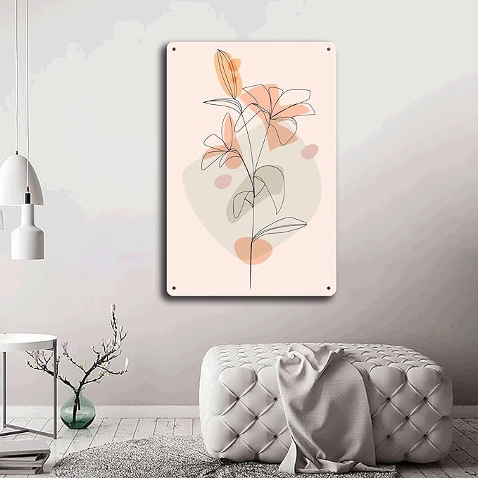 Metal Tin Signs Cute Floral Modern Art Suitable for Home Bar Cafe Farmhouse Decoration8x12inch Tin Sign