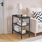 HOOBRO Black Side Table, 3-Tier Metal Side Table, Small Black Table with 2 Flat or Slant Adjustable Shelves for Small Spaces, Hallway, Living Room, Bedroom, Sturdy, Easy Assembly, Black BB23BZ01G1