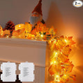 2Pack [8 Lighting Modes & Timer] Fall Decor Maple Leaf Garland with Lights 80LED Battery Operated Waterproof, Fall Decorations for Home Outdoor Indoor Thanksgiving Decor Halloween Friendsgiving Autumn