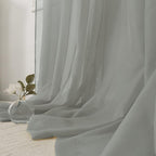HUTO Sage Grey Sheer Curtains 84 inches Long for Living Room Rod Pocket Window Sheer Voile Drapes for Bedroom Girls Canopy Bed Nursery 2 Panels 52 by 84 Inch Length