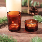 36pcs Assorted Amber Votive Candle Holders for Fall Decor, Amber Glass Candle Holder for Wedding Table Centerpiece, Tealight Candle Holder for Party, Thankgiving and Christmas Decorations