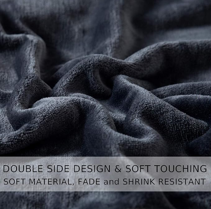 HOZY Soft Blanket Twin/Twin XL Fleece Warm Fuzzy Throw Extra Long Blankets for The Bed Sofa Lightweight Dark Grey 66"*90"