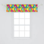 Ambesonne Geometric Window Valance Pack of 2, Vivid Colored Stained Glass Style Pattern Wavy Lines Curves Oval Shapes Modern, Rod Pocket Curtain Valances for Kitchen Bedroom, 54" X 12", Multicolor