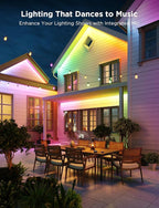Govee Outdoor LED Strip Lights, 32.8ft Smart Outdoor Lights Work with Alexa and Google Assistant, App Control, IP65 Waterproof, RGBIC LED Lights for Patio, Eave, Holiday Decorations