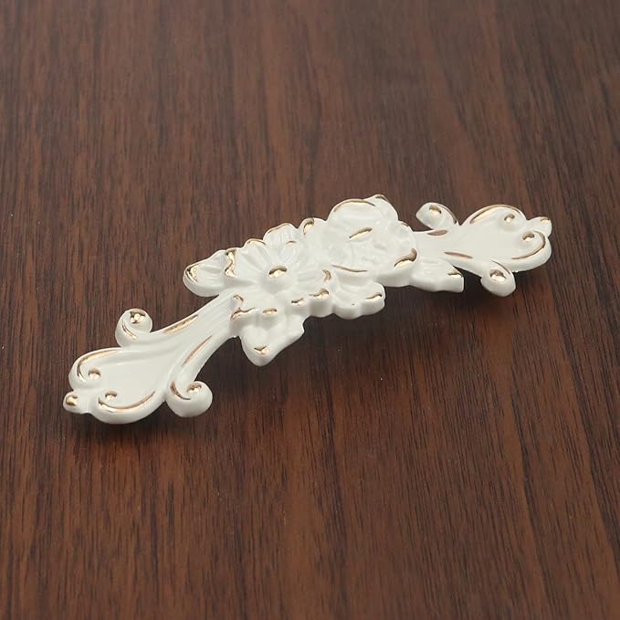 6Pcs European Rose Cabinet Pull Handles Decorative Pastoral European Style Handle Pull Vintage Flower Drawer Pull Vanity Nightstand Cupboard Knob Wardrobe Pull Handles, Zinc Alloy, 3.78"