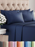 Queen 6 Piece Sheet Set - Comfy Breathable & Cooling - Ultra-Soft Hotel Luxury Bedding Set with 8-16 Inch Deep Pockets - 1 Flat & 1 Fitted Sheet & 4 Pillowcases - Wrinkle Free & Easy Care - Navy Blue