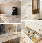 DEELF 24 Packs Kitchen Cabinet Knobs, 40 mm Crystal Cabinet Knobs, Diamond Dresser Handle Drawer Pulls, Dresser Knobs for Cabinets and Drawers, Gold Base