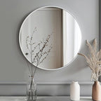 White Circle Mirror, Round Mirror 20 inch, White Round Mirrors Matte Metal Frame, Circle Mirrors for Bathroom, Bedroom, Living Room, Hallway.