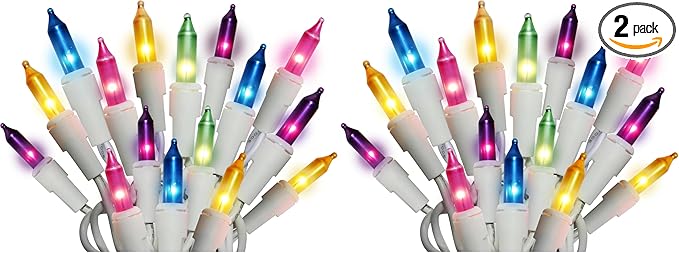 Holiday Pride Easter String Lights - 100 Count Mini Easter Lights String on White Wire (22.5 Ft) - Indoor/Outdoor Use - UL Listed - Static & Blinking Modes (Pack of 2)