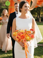 Alecono Artificial Flowers, Bright Orange Silk Fake Flowers for DIY Fall Wedding Bridal Bouquets, Cake Flowers for Table Centerpieces Birthday Party Home Decorations