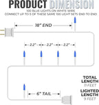 612 Vermont 100 Blue Christmas Lights on a White Wire String, UL Approved, Indoor/Outdoor Use, 18’ of Lighted Length, 20’ of Total Length